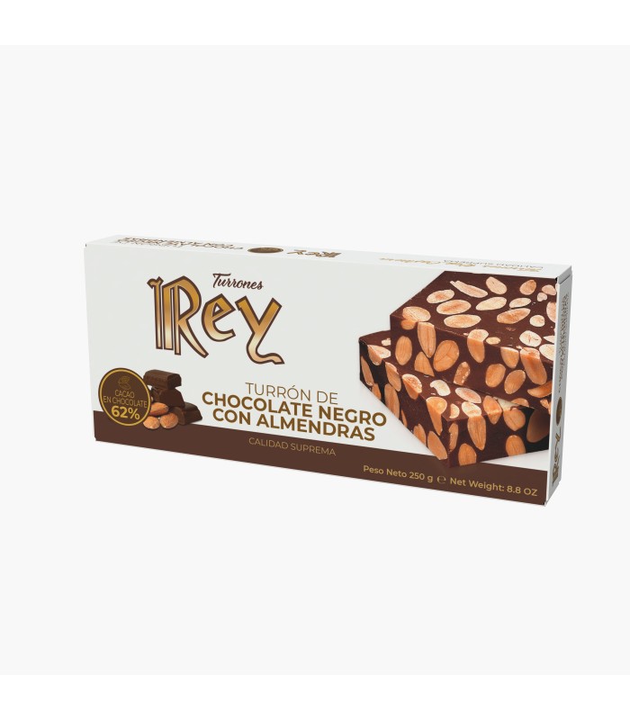 Turrón de Chocolate Negro y Almendras 250g.