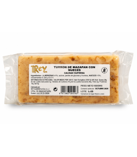 Turrón Artesano Mazapán con Nueces 500g.
