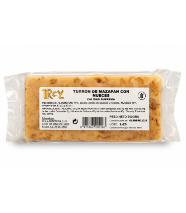 Turrón Artesano Mazapán con Nueces 500g.